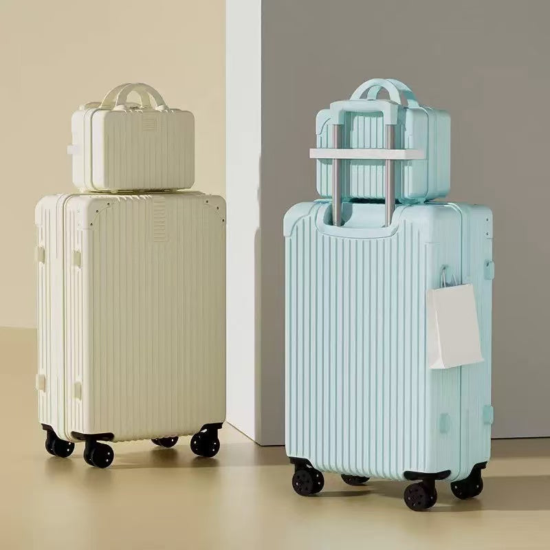 Stylish Striped 2-in-1 Luggage Set with Silent Spinner Wheels, All You Need for Travel