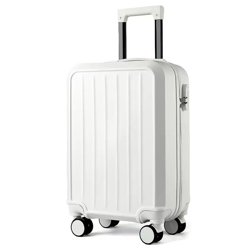 Clean white minimalist suitcase, lightweight & sturdy, perfect for short journeys